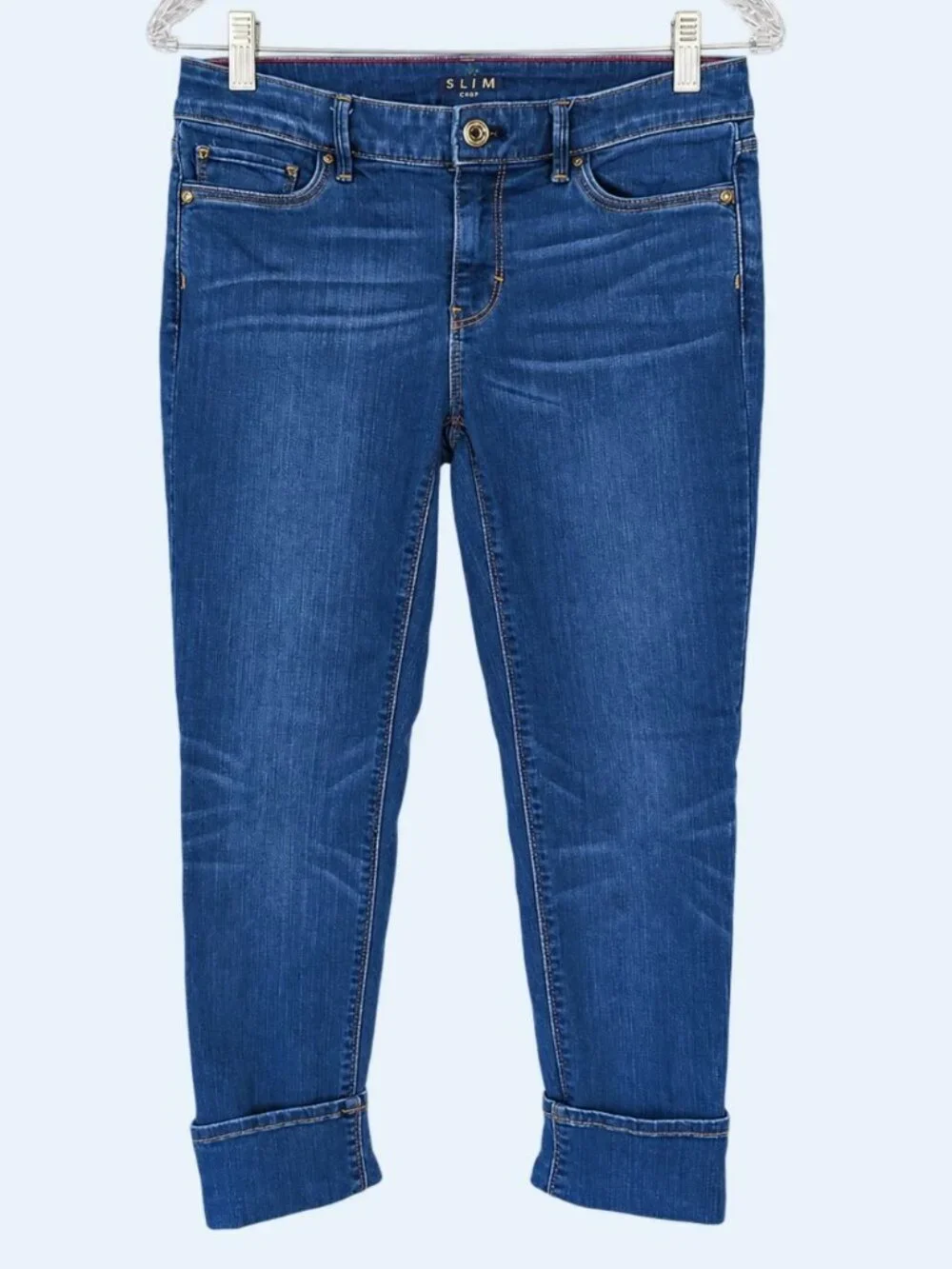 White House Black Market Womens Jeans 2 Slim Crop Low Rise Blue Stretch Denim 27